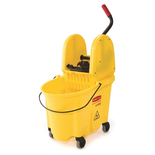Rubbermaid Wavebrake 35 Quart Down Press Mop Bucket and Wringer, Yellow